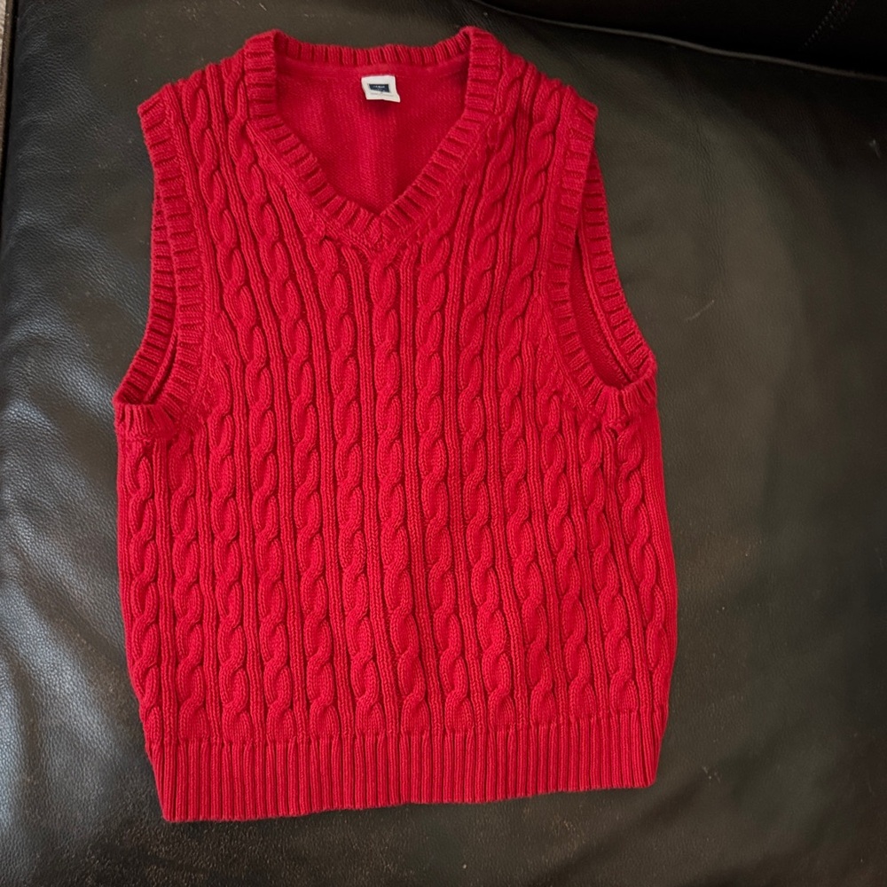 Janie and Jack Red Cable Knit Sweater Vest